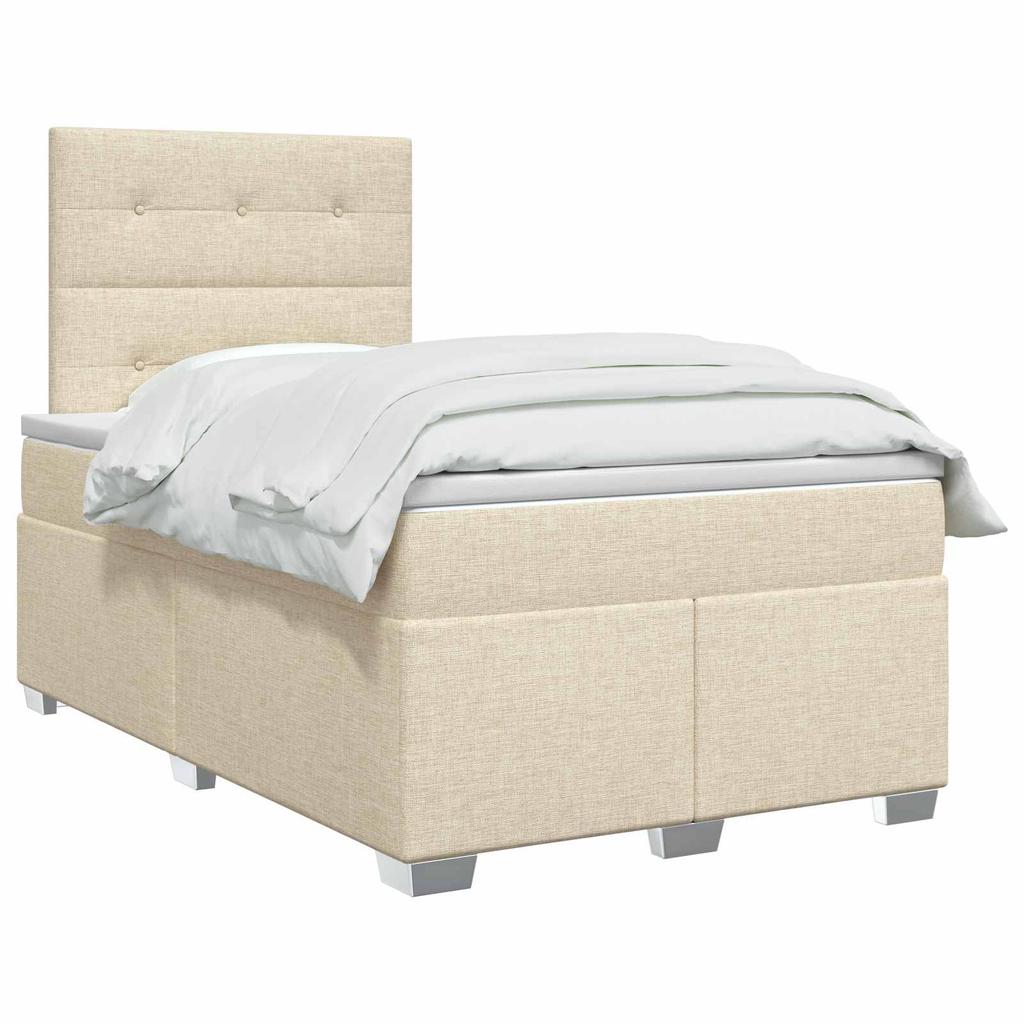 Box Spring Bed with Mattress Cream 120 x 190 cm Fabric