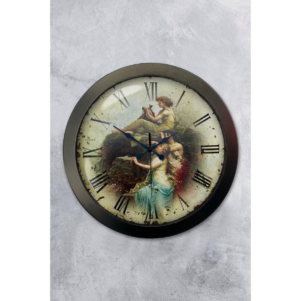 Настенные часы с черной металлической женской фигурой, 36 см