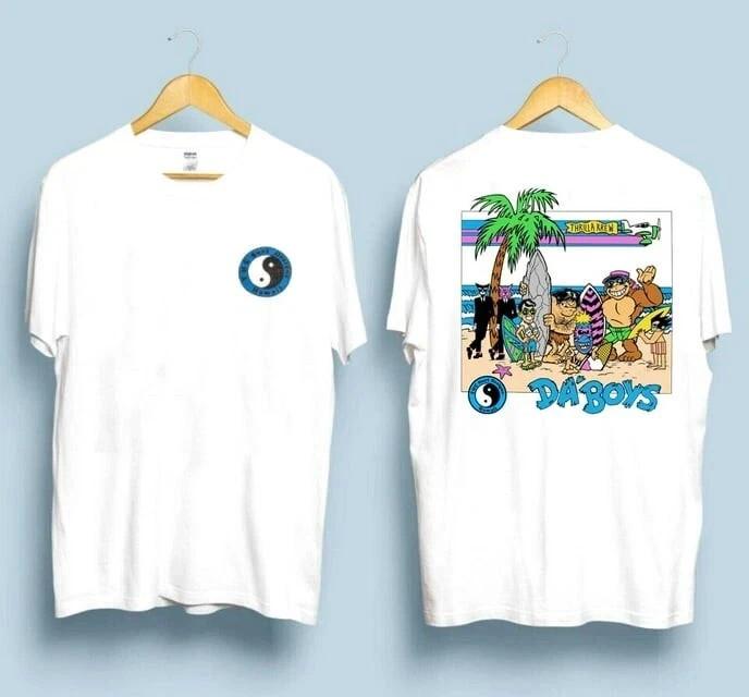 Tamp;C Surf Challenge Retro 80s Designs Tshirt White 2 sides Cotton Unisex T-Shirt