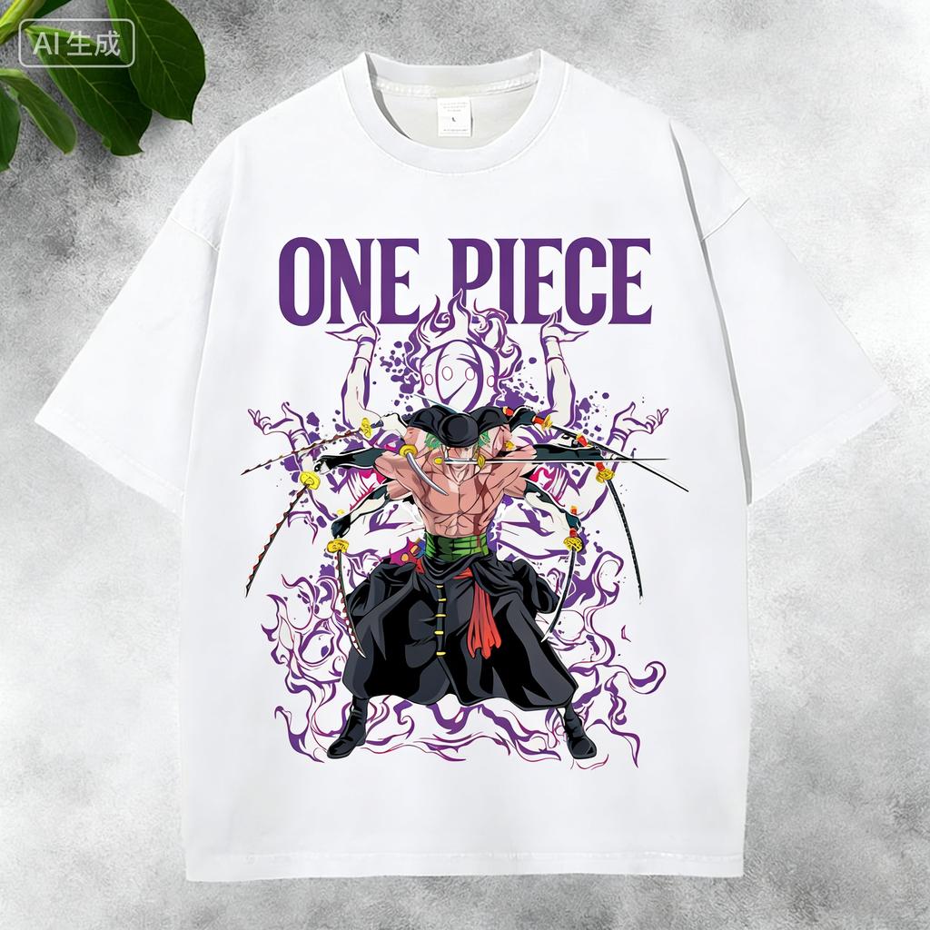 Anime Retro Washed Shirt 2026 Unisexs and Womens Summer One Piece Anime Cotton Tshirt Comfortable Breathable Highquality Ins