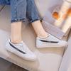 Fashion New Women's White Slip-On Flats PU Leather Perforated Breathable Casual Shoes Comfortable Lightweight Walking Shoes for Students