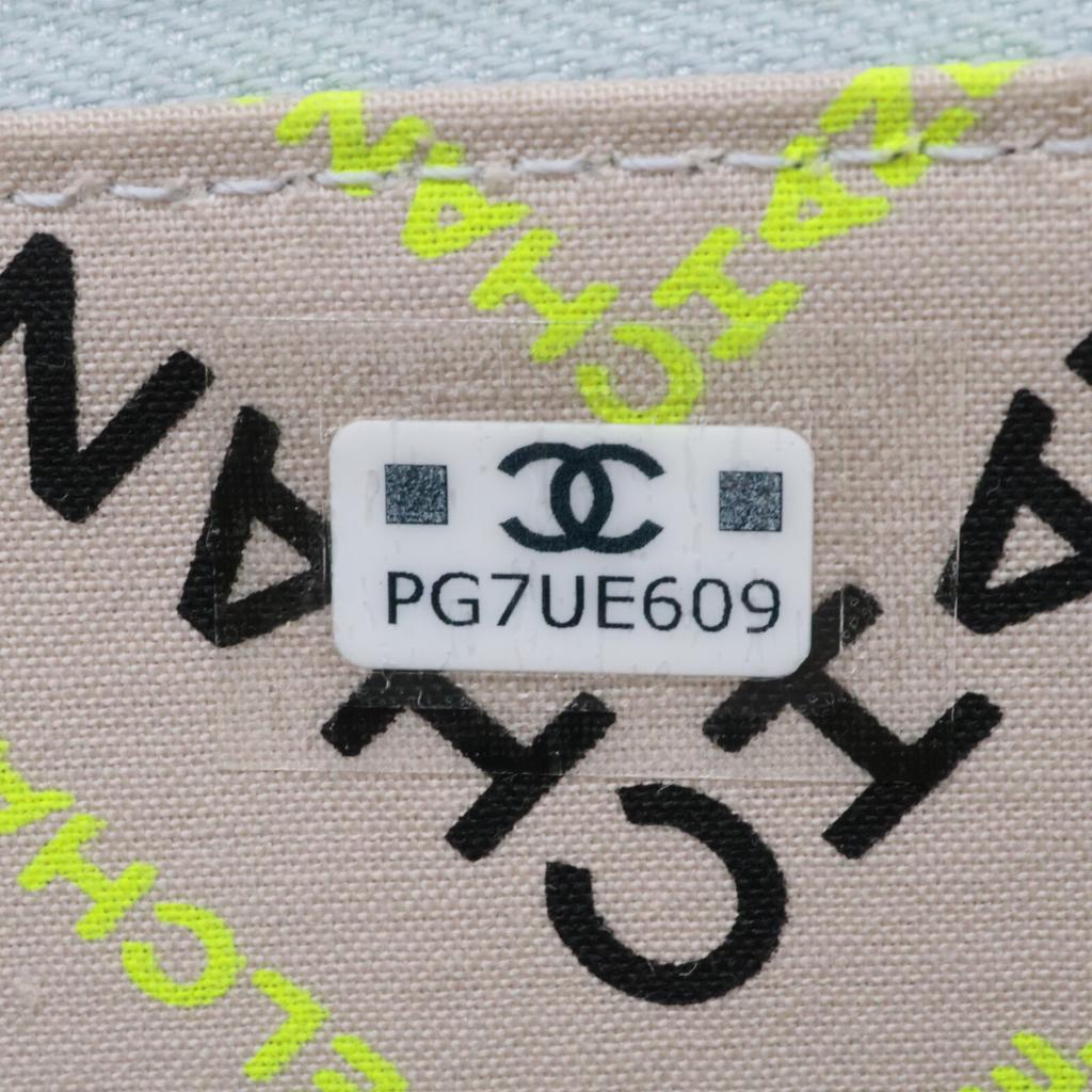 CHANEL Excellent Condition AP4257 Caviar Skin CC Logos Zip Wallet Fragment Case Card Case coin purse Light Blue/Light Gold HardwareUsed