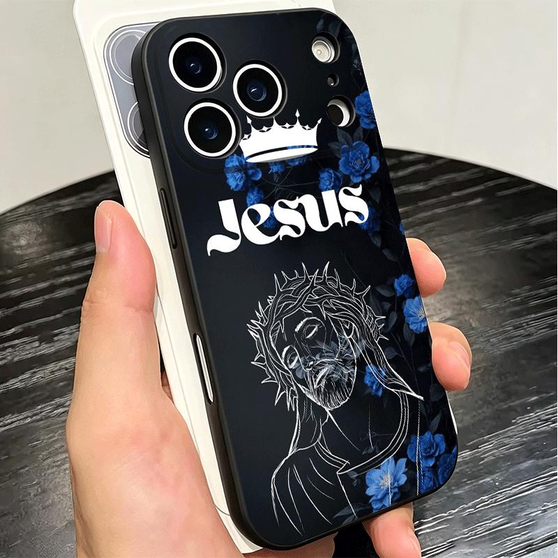 Бог Иисус Молитва Крест Библия Мягкий Чехол для Телефона для iPhone 16 16E 17 Air 15 Pro Max 14 Plus 13 Mini 11 12 7 Черный Чехол Задняя Панель
