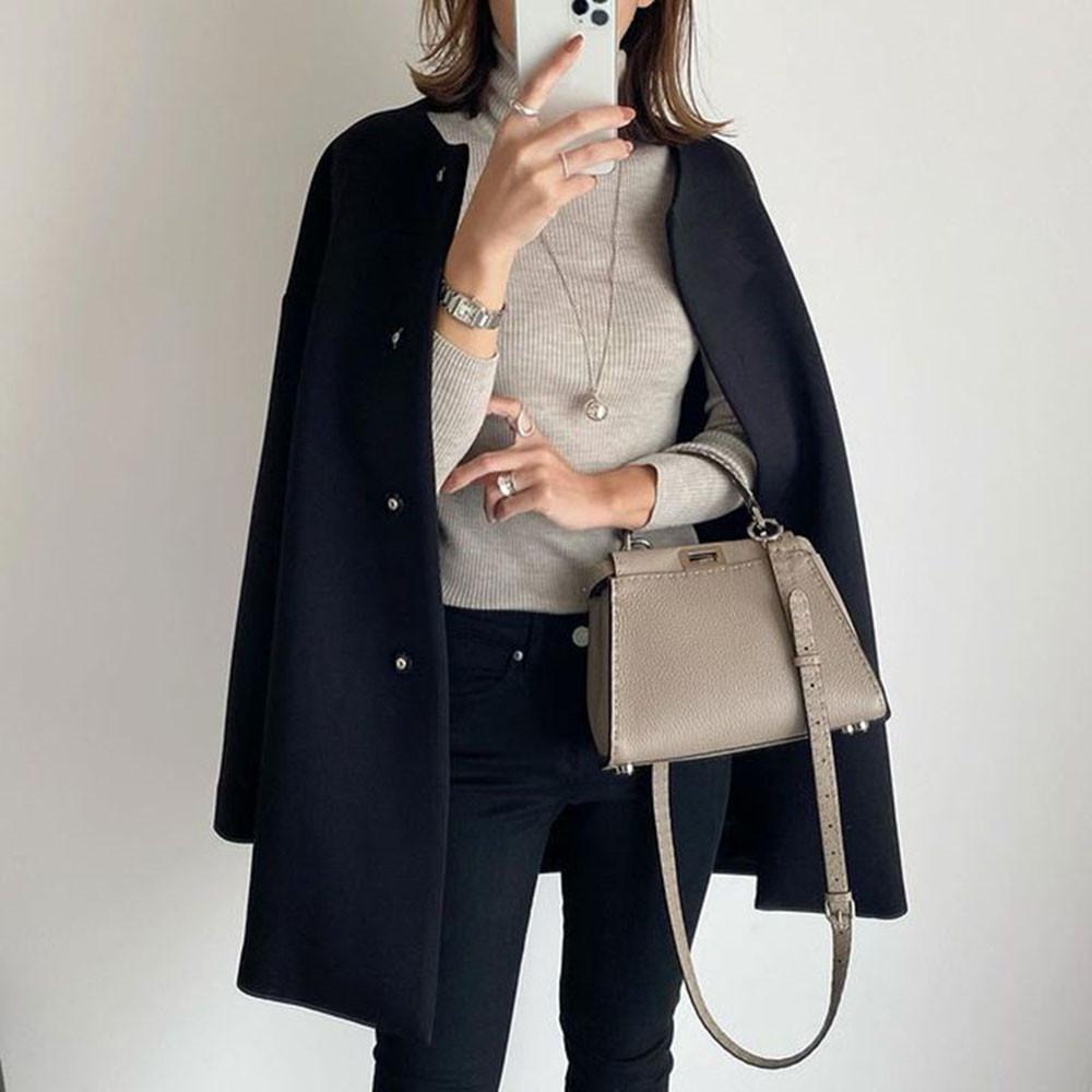 High Quality Japanese Style Straight Trench Coat for Women Autumn Winter Elegant Solid Color Minimalist Woolen Outer Wear Top