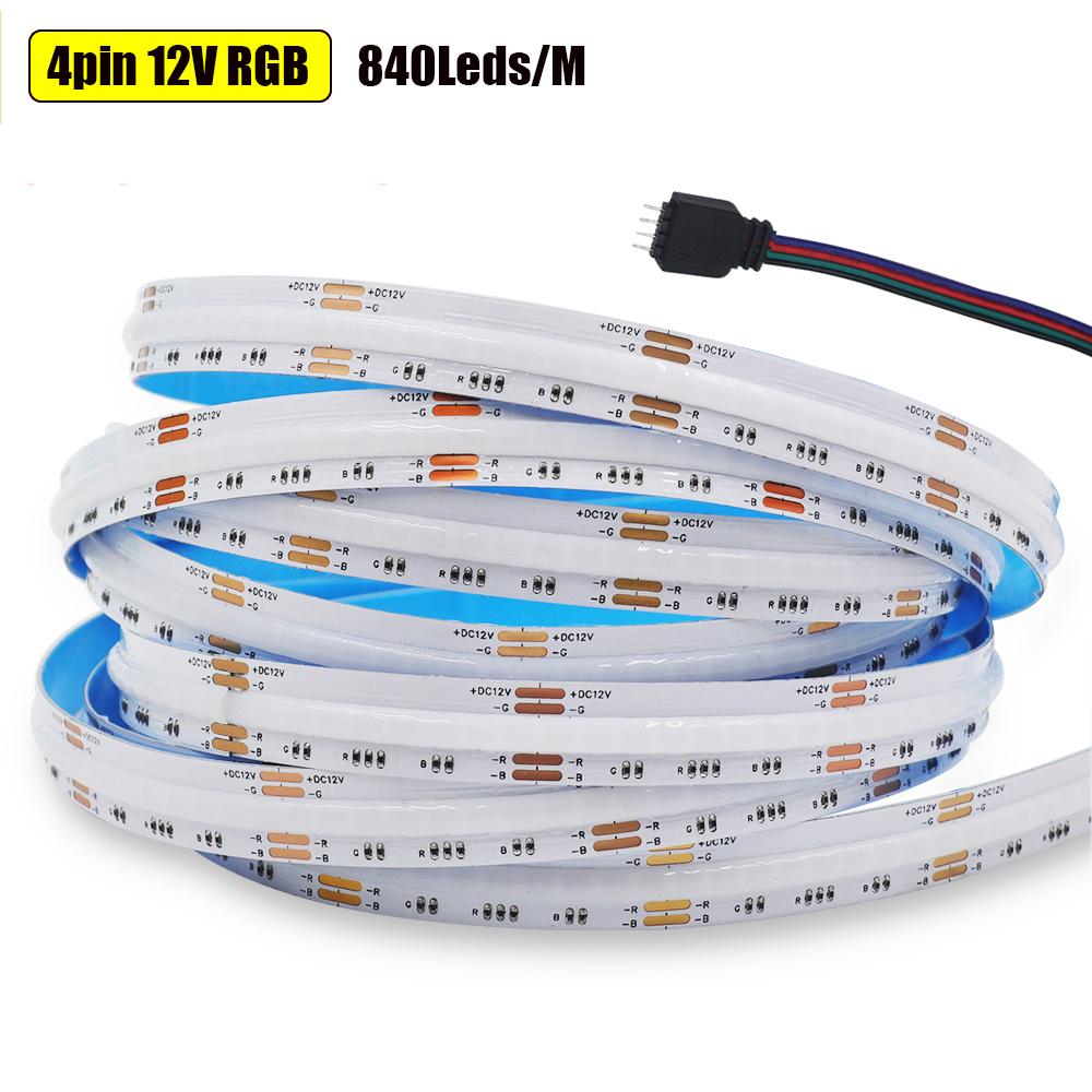 Светодиодная лента COB 12В 24В Высокой плотности Без точек RGB RGBW RGBCCT Сменная Гибкая лента для домашнего декора