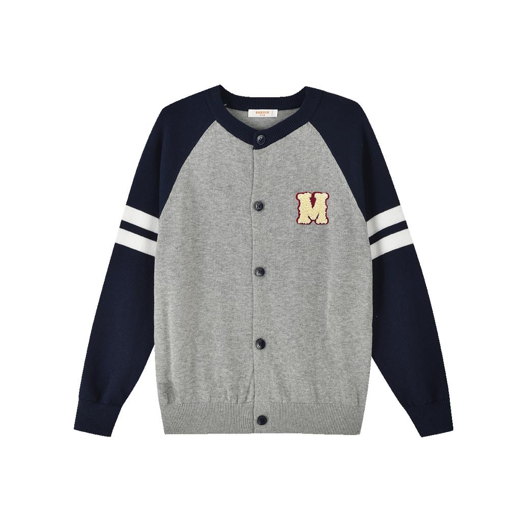 Children's Color Block Knitted Cardigan Sweater