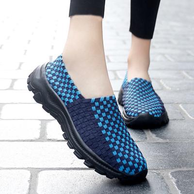 Новая универсальная плетеная обувь ручной работы большого размера женская обувь повседневная обувь на плоской подошве для ленивых ног для путешествий