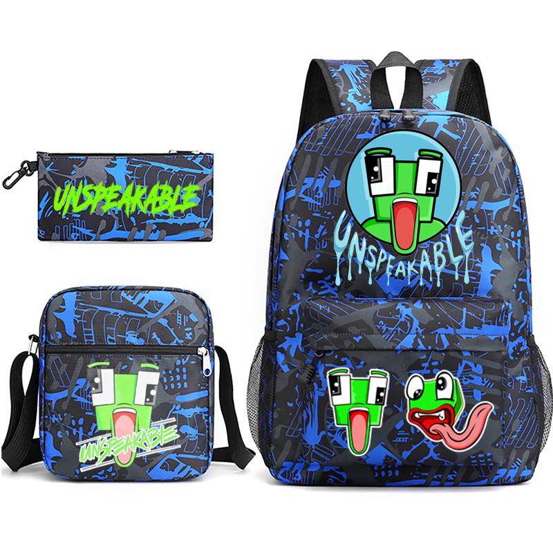 Unspeakable Backpack 3-Piece Set , Large Capacity Student Bookbag with Lunch Bag and Pencil Case, Water-Resistant, Durable