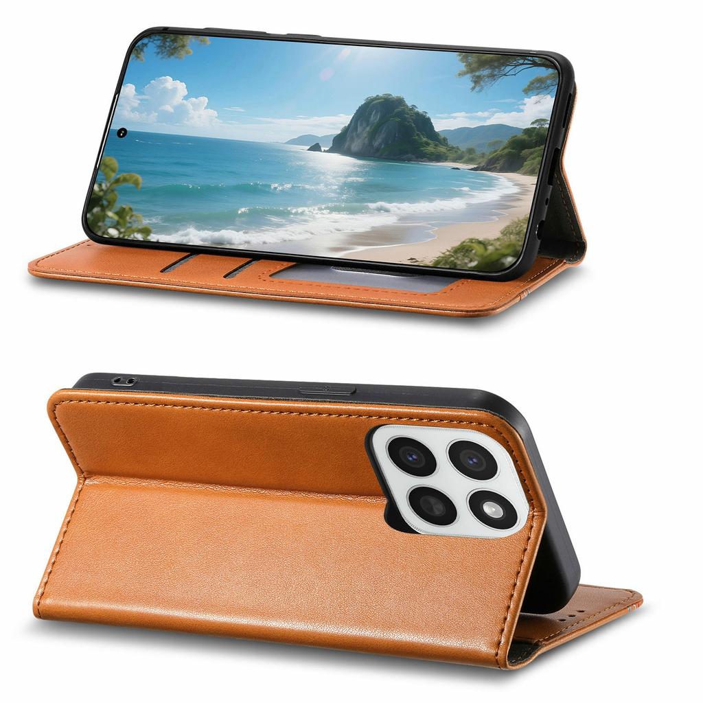 Phone Case For Honor 400 Smart 5G/400 Smart 4G/X7d 4G/X7d 5G Wallet Tri-Color Stitching Leather Phone Cover with Elastic Wristband