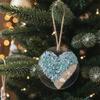 Рождественское украшение в виде сердца из морского стекла ручной работы для дома, офиса, праздничной вечеринки, рождественской елки, акриловое искусство из морского стекла, подвеска