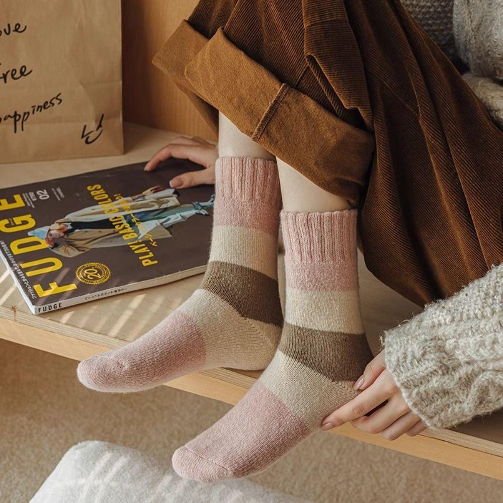 Утепленные женские носки, непродуваемые, теплые носки, стиль INS, термоноски, длинные носки, осень-зима