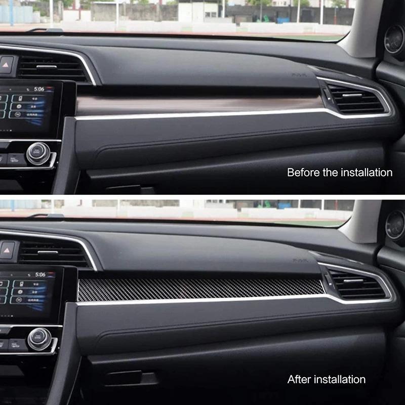 Отделка панели приборов салона автомобиля для Honda Civic 10-го поколения 2016 2017 2018 — вид из углеродного волокна