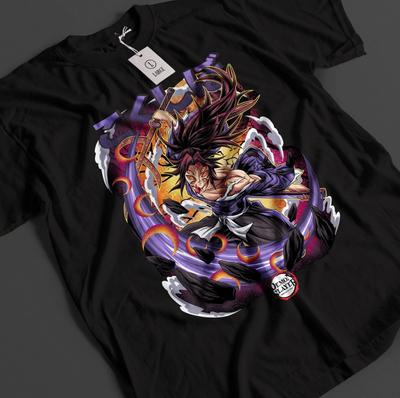 Футболка Клинок, рассекающий демонов Кокушибо Верхняя Луна 1 Футболка Танджиро Kny Аниме Музан Футболка12