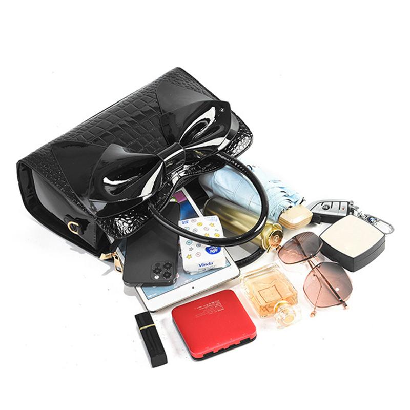 Модная сумочка с тиснением под крокодила, винтажная из ПУ кожи, с бантом, ручка, сумка через плечо KTY