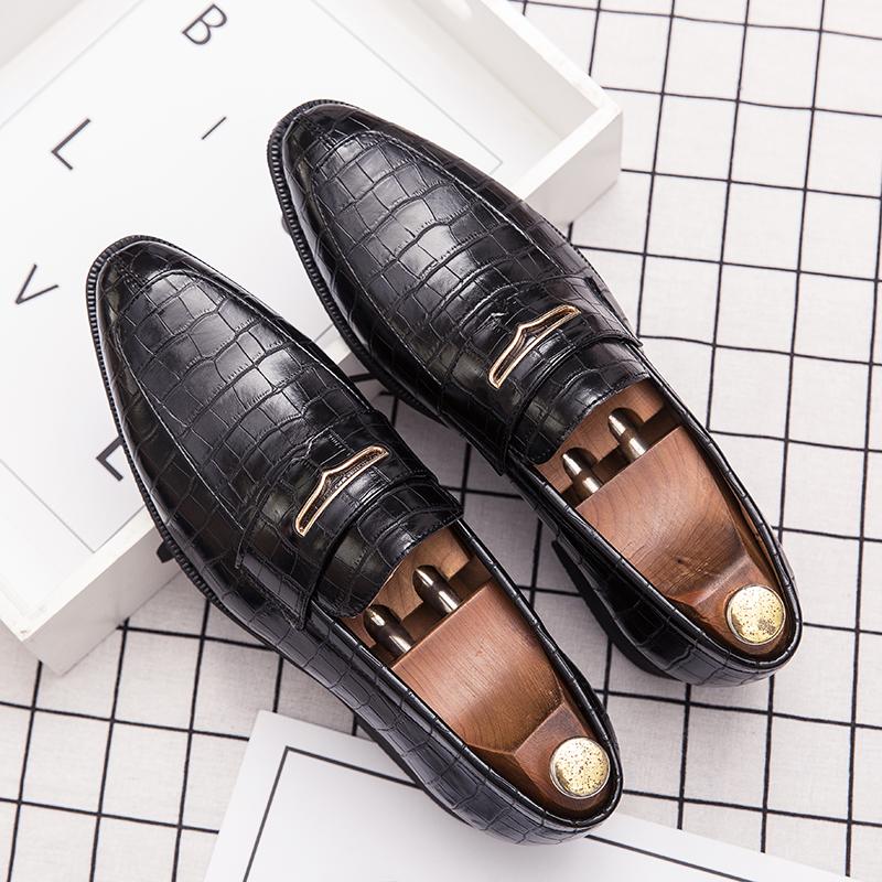 Fashion Dress Shoes  For Men Italian Loafers Men Office Shoes Genuine Leather Pointed Business Classic Wedding Party Zapatillas Hombre