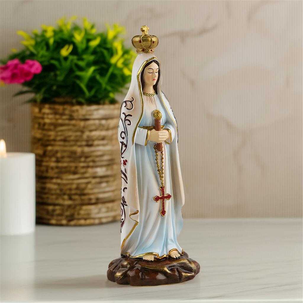 Resin Fatima Virgin Mary Sculpture Hand Painted For Long Time Display For Catholic And Christian Faith Church Decoration