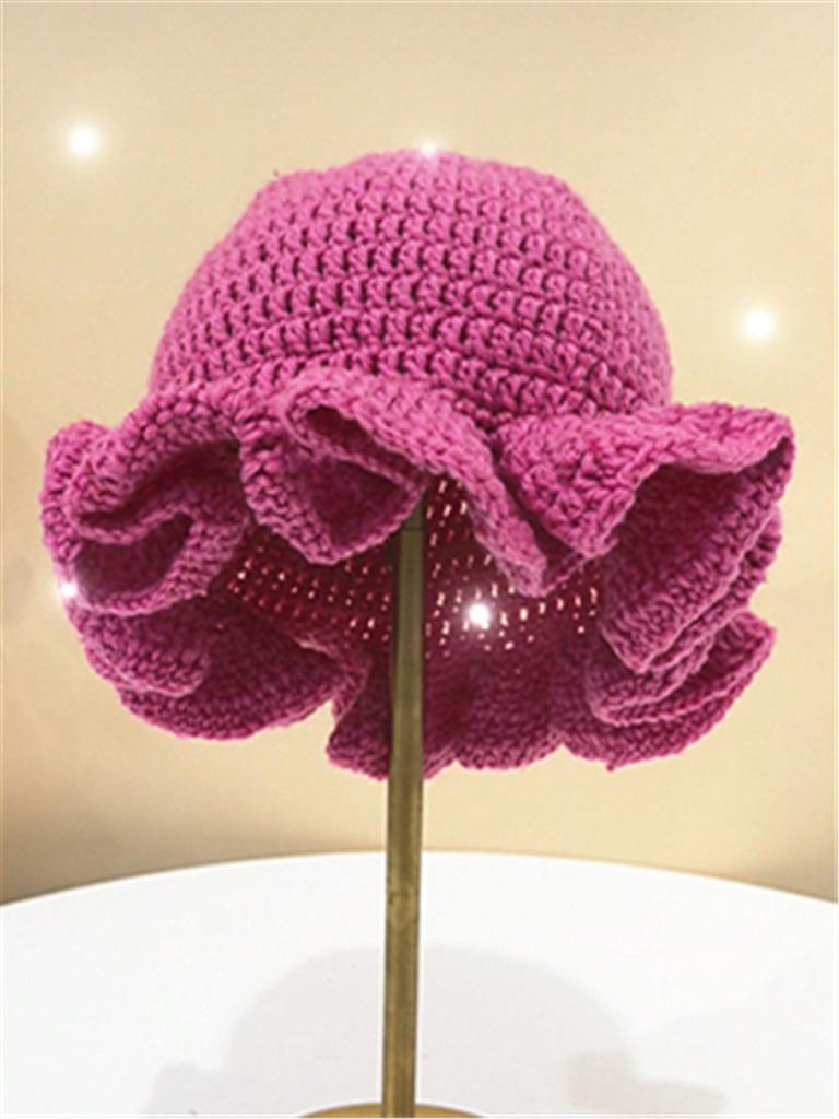 Женская осенне-зимняя уличная мода, уникальная вязаная шапка ручной работы крючком с присборенными полями, красочная шапка-бини для вечеринок, унисекс для повседневной носки, Хэллоуин