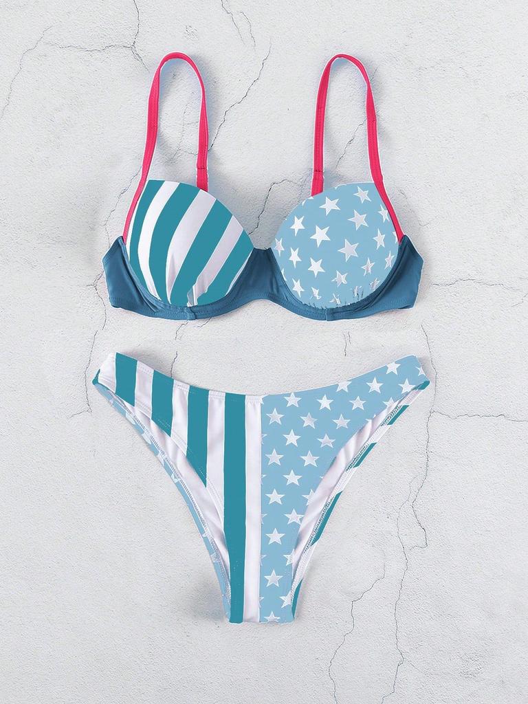 1011 new bikini European and American high-waisted split swimsuit sexy bikini steel tray gathering swimsuit