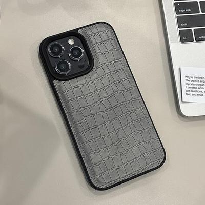 Ретро чехол для телефона из ПУ кожи с текстурой крокодила для iPhone 16 15 Plus 14 13 12 11 Pro Max Роскошный Мягкий Противоударный Бампер Задняя Крышка