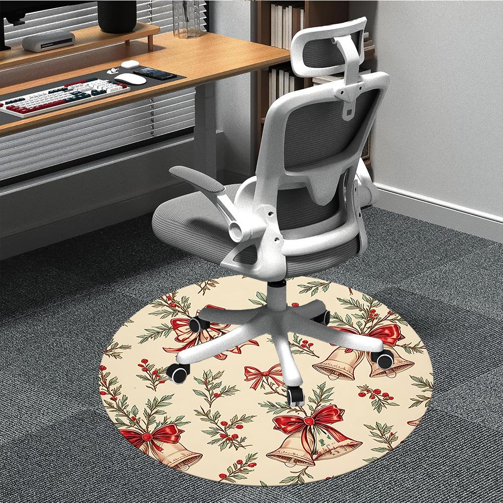 1pc Holiday BellsChair Carpet for Office, Indoor Non-Slip Washable Polyester Fiber Carpet, Mat For Office, Machine Washable