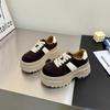 Retro Contrasting Color Splicing Thick-soled Women's New Small Man Increases Height and Looks Thin Versatile Casual Board Shoes