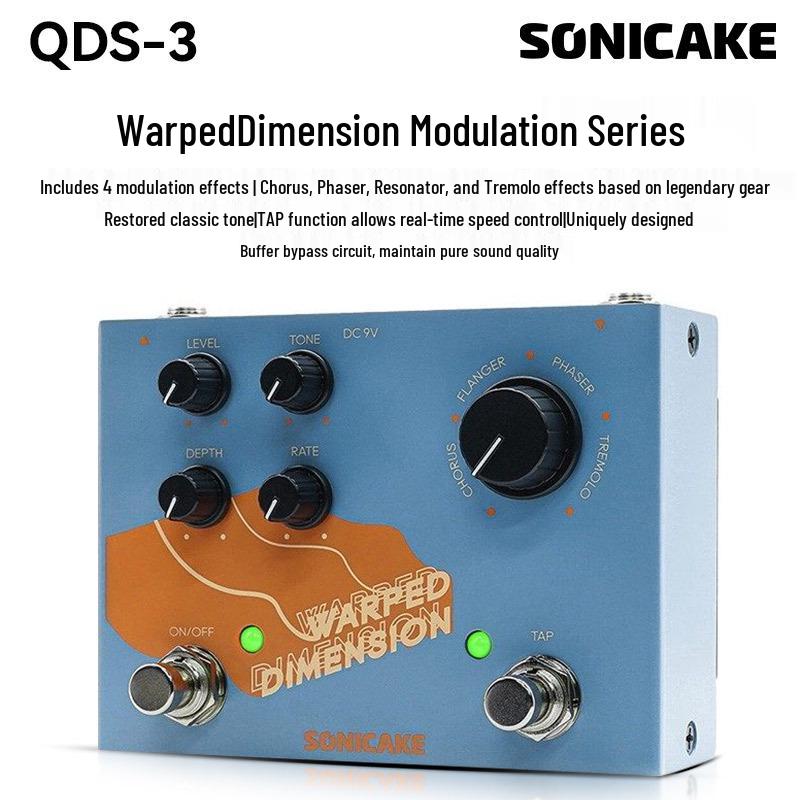 Педаль эффектов для электрогитары Sonicake QDS: Акустический предусилитель, Басовый дилей, Реверберация, Десятиполосный эквалайзер