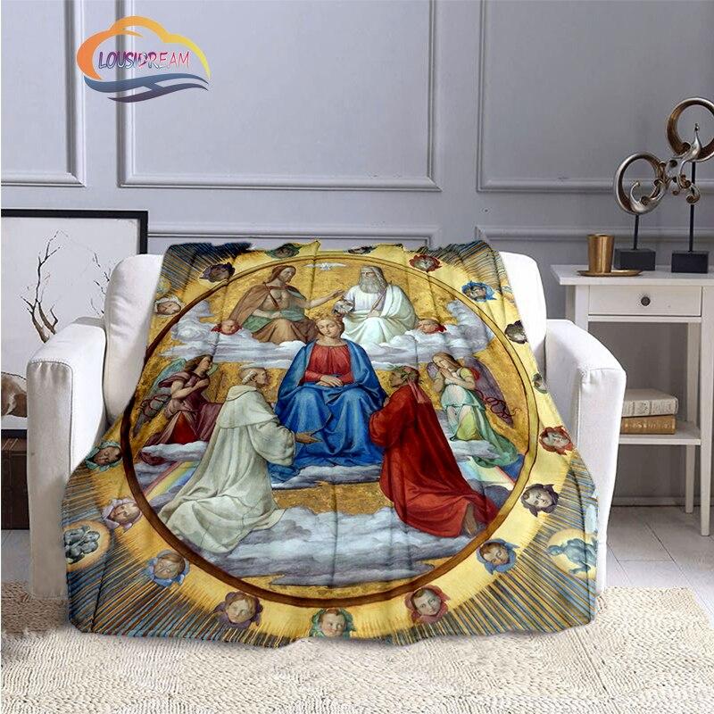 Одеяла с 3D принтом Христа Пресвятой Девы Марии, модные фланелевые кашемировые одеяла, модные религиозные мягкие покрывала, диванные одеяла