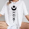 Fashion Women Creative Moon Stars Sun Print T Shirt Funny Casual O-neck Short Sleeves T-shirt Summer Female Tee Shirt