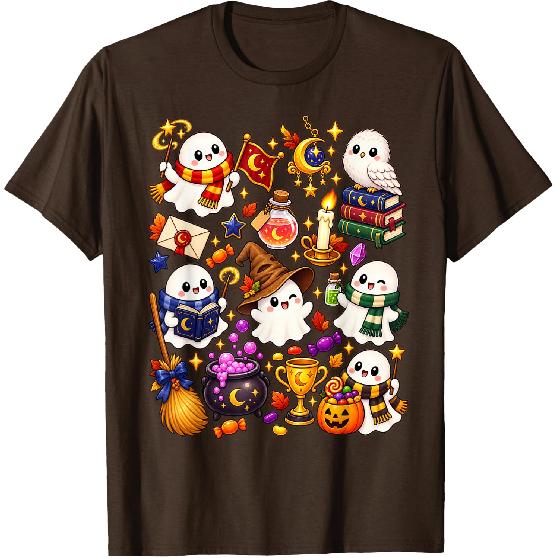 Cute Wizard Ghost Magic Spooky Halloween Night T-Shirt
