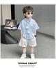 Children's Summer Short sleeved Shirt 2026, Boys' Blue Thin Shirt Set, Baby Boys' Summer Clothing, Children's Clothing Trend