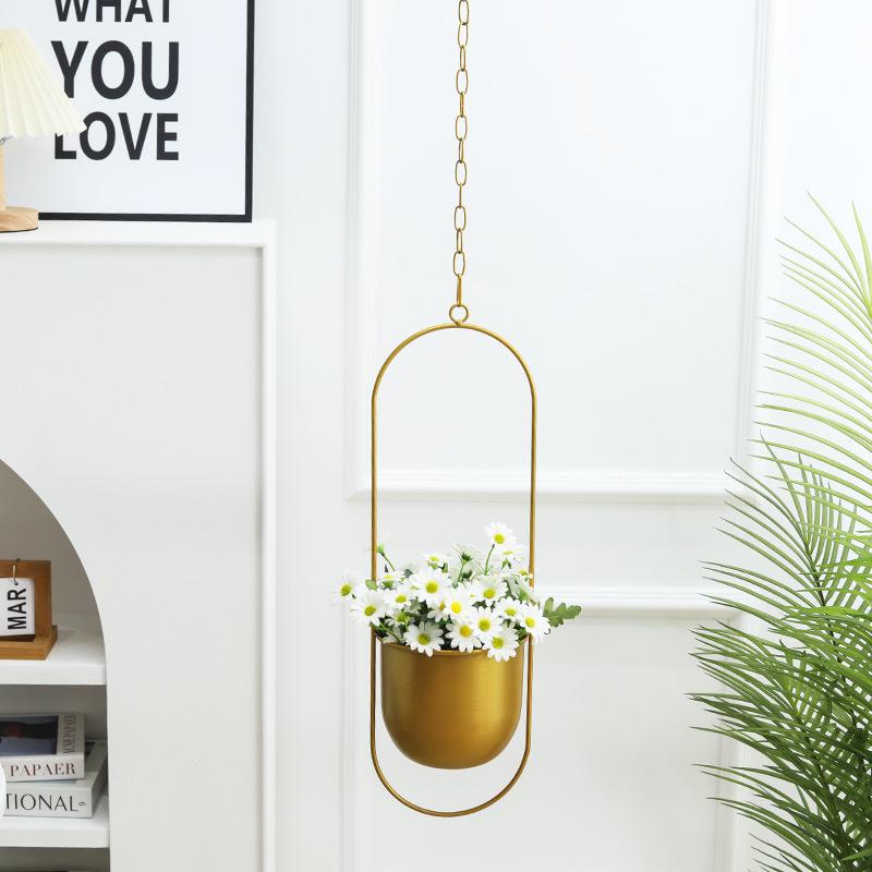 Подвесной цветочный горшок Nordic Gold Iron для балкона - креативное кашпо для суккулентов и украшение для дома