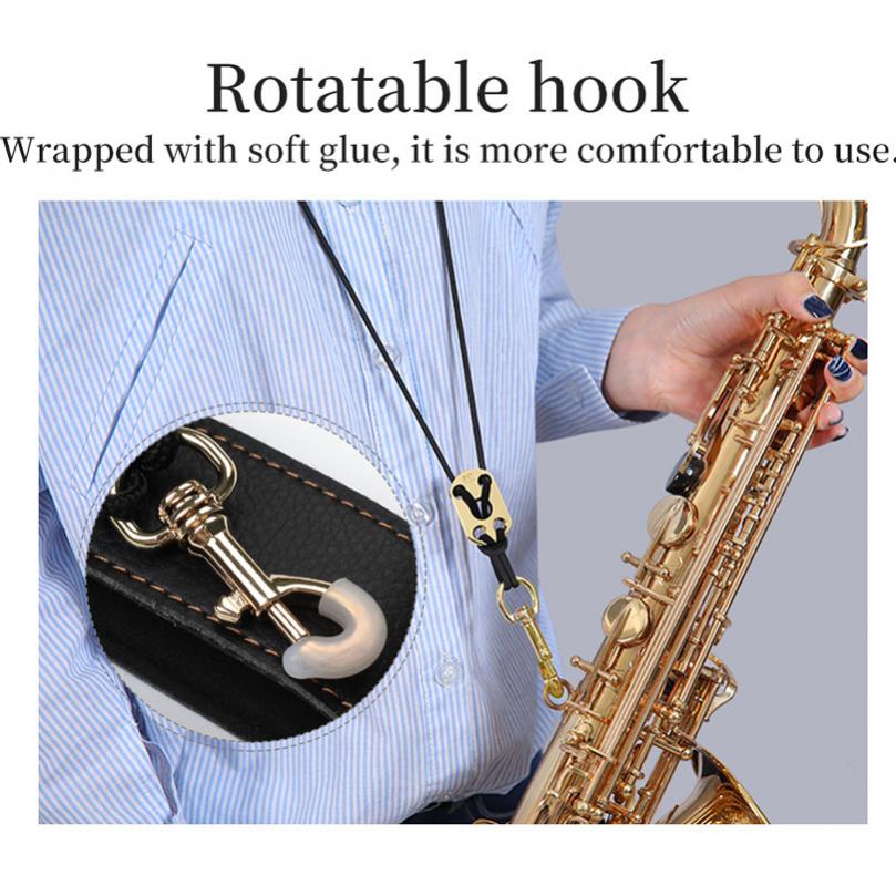Кожаный шейный ремешок для саксофона с металлическим поворотным крючком для саксофона-альта/тенора/сопрано