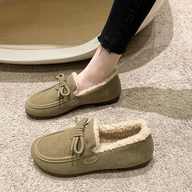 Ботинки Velvet Doudou женские осенне-зимние, наступающие на дерьмо, ощущение повседневности, круглая голова, чтобы согреться, одна педаль, удобная мягкая подошва, хлопковая обувь