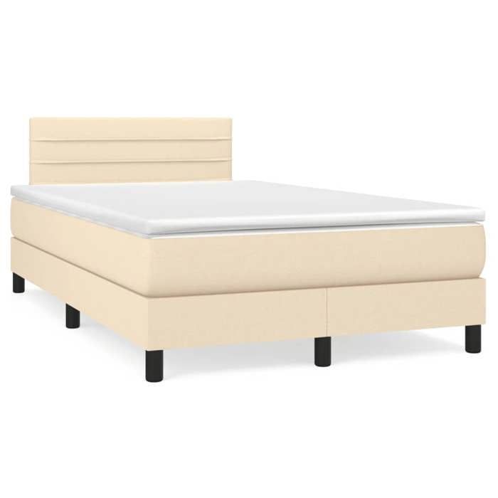 Maison Exclusive - Sommier à lattes de lit avec matelas crème 120x190 cm tissu