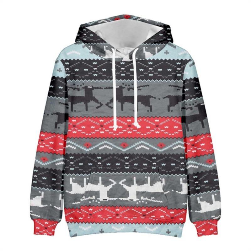 Hoodies For Men Women Ugly Christmas Sweater Xmas 3D Funny Printed Long Sleeve Hoodies Pullover Blouse Tops Graphic Sweatshirts