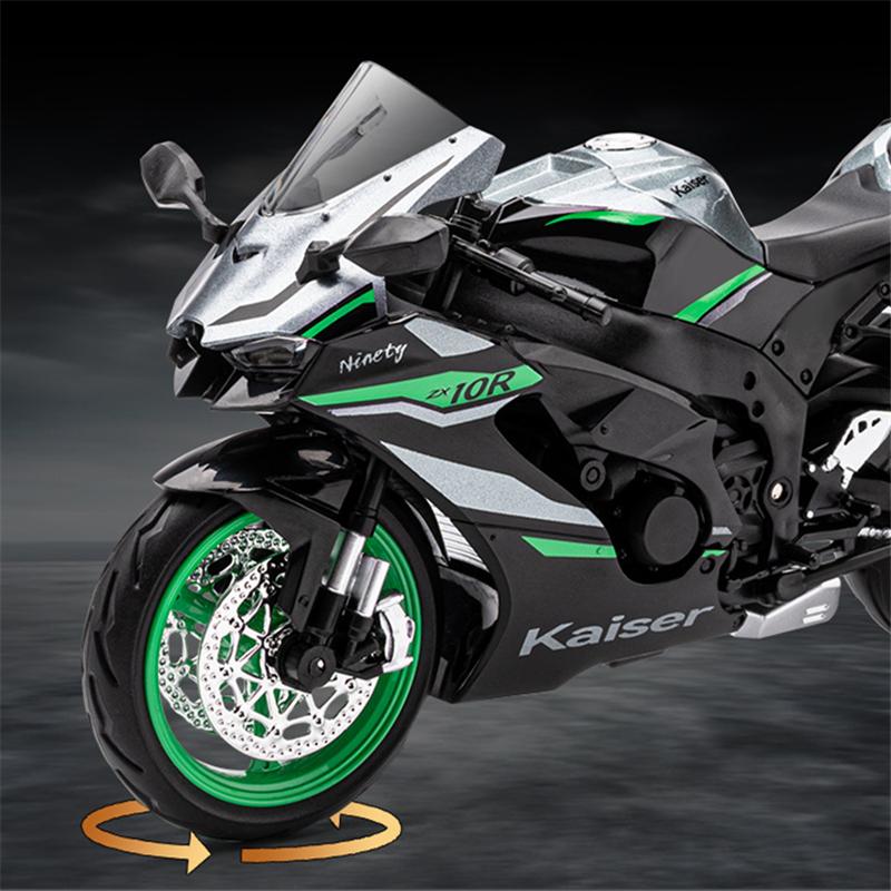 1/12 Kawasaki Ninja ZX-10R Heavy Locomoti Alloy Motorcycle Model Cross-country Racing Motorcycle Model Sound Light Kids Toy Gift