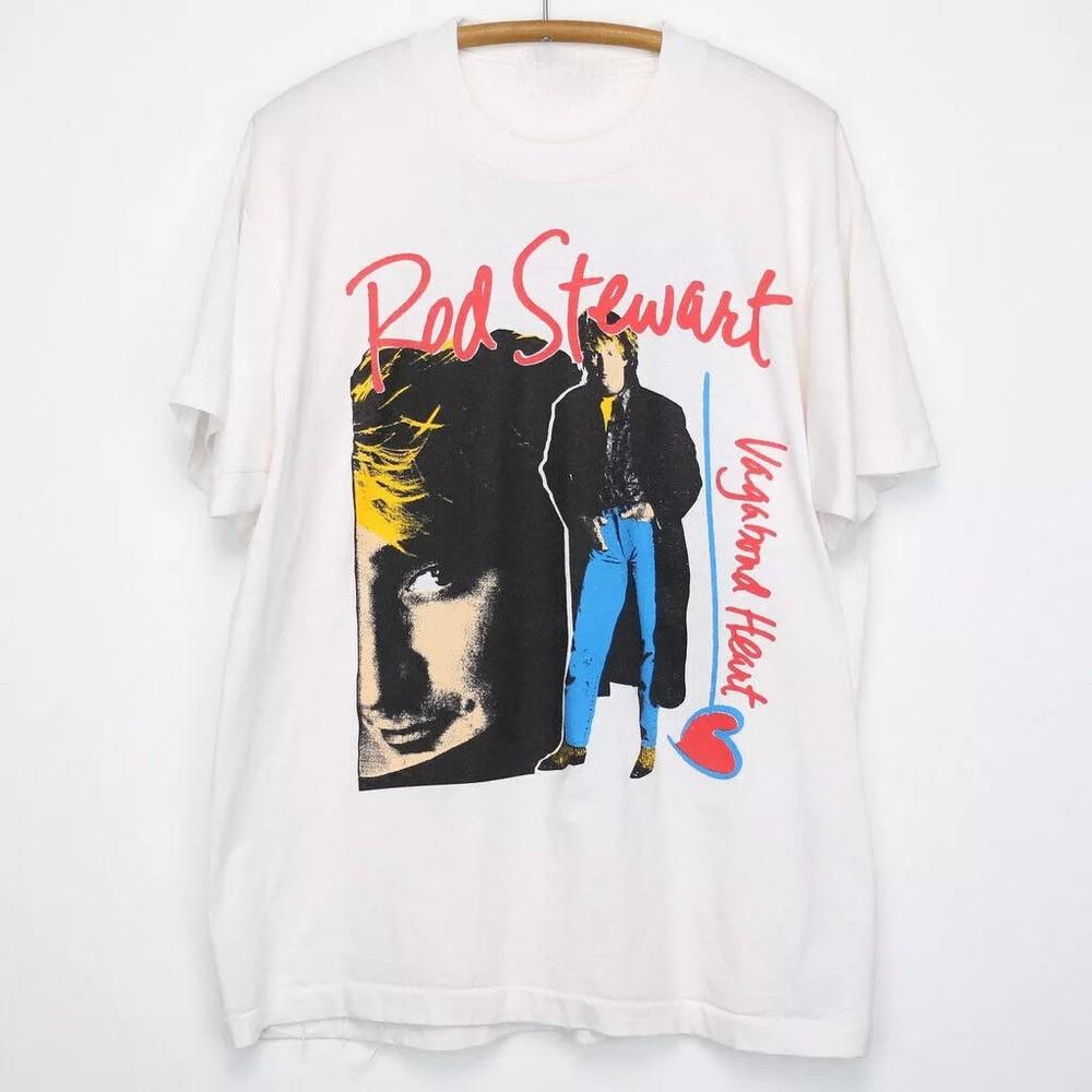 Vintage Rod Stewart Vagabond Heart Tour Cotton White S-234XL Unisex Shirt LL380 Unisex T-Shirt