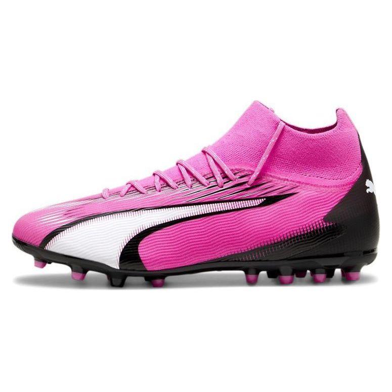 Puma Ultra Pro Round Toe Comfortable MG (Rubber Short Studs) Mid-Top Soccer Shoes Men Soccer Shoes Pink Black White 107752-01