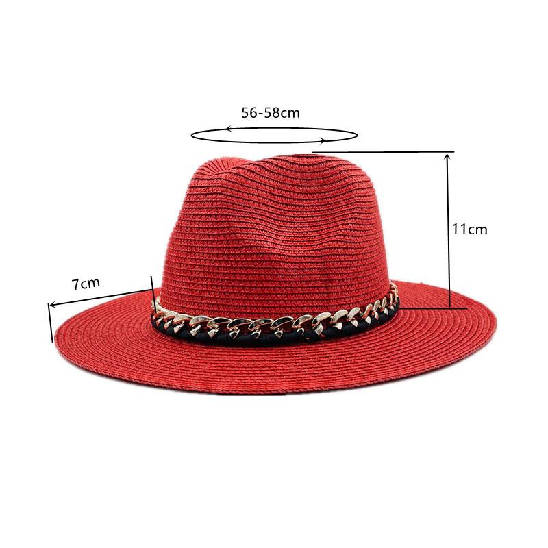 Соломенная шляпа-панама с акриловой цепочкой и большим козырьком