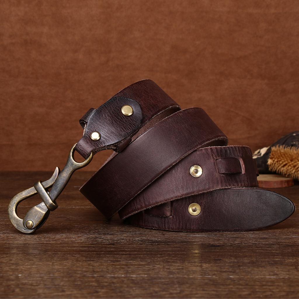 Ремень мужской замок промытый старый ретро медный ремень ручной работы из коровьей кожи первого слоя