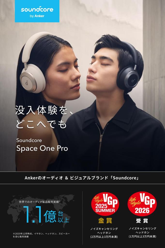 Anker Soundcore Space One Pro Беспроводные до 60 часов воспроизведения музыки Ультрашумоподавление Совместимость с аудио LDAC Поддержка захвата окружающего звука