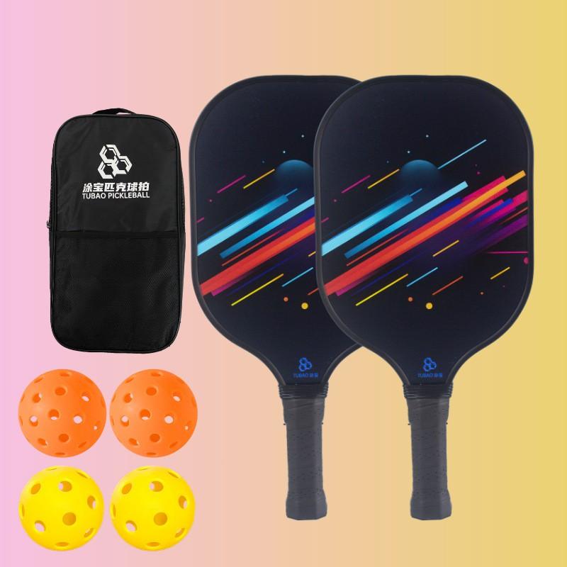 Carbon Fiber Pickleball Paddle T700 Meteor Set With 2 Rackets 4 Balls Carry Bag Outdoor Sport