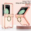 Чехол для Samsung Z Flip 5 с подушкой безопасности на шарнире, прозрачный, однотонный, с держателем-кольцом для пальца.