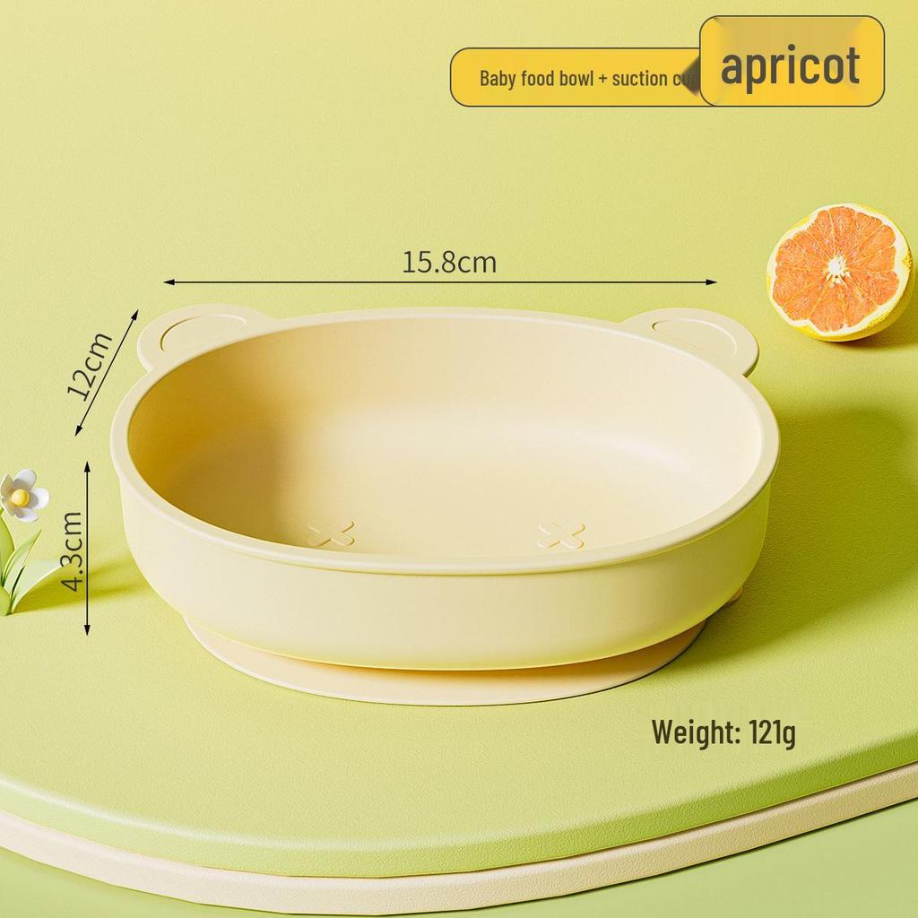 Silicone Baby Bowl with Lid, Food-Grade Suction Cup, Anti-Fall, Little Bear Design