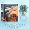 1/2Pcs Turquoise Inlaid Keychain Flower Shape Natural Stone Inlay Design Keychain Bag Clip Holder Bag Backpack Accessories