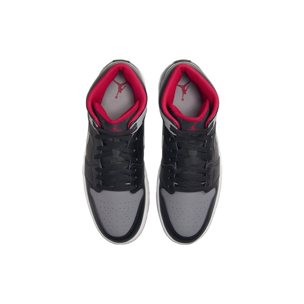 Мужские кроссовки Air Jordan 1 Mid Bred Shadow серо-черные цементно-серые DQ8426-006