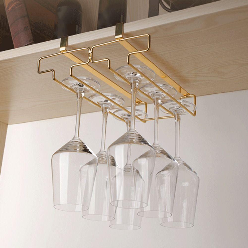 Two Rows Wine Glass Hanging Rack Lightweight Kitchen Storage Shelf Cabinet Storage