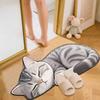 Floor Mat 3D Cartoon Cat Pattern Rug Non-Slip Backing Easy Maintenance Living Room Rug