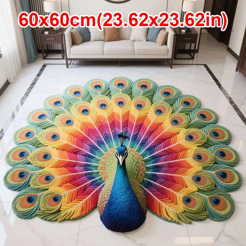 Soft Peacock Mat Special-shaped Door Gasket Bathroom Floor Mat for Living Room Tea Table Bedside