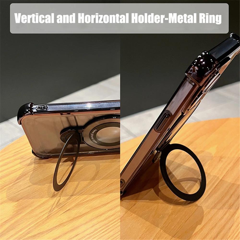 Plating Shockproof Magnetic Bracket For Magsafe Clear Case For For Iphone 17 16 15 14 13 12 Pro Max With Holder Stand Cover